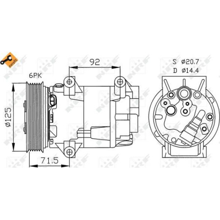 Compresor. climatizare Air-conditioning compressor NISSAN ALMERA II QASHQAI I RENAULT GRAND SCENIC II MEGANE I MEGANE I CL RENAULT GRAND SCENIC II (JM0/1_), Dubita, 04.2004 - 06.2009 NRF 32208
