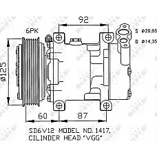 Compresor. climatizare Air-conditioning compressor RENAULT CLIO II CLIO II-HATCHBACK KANGOO KANGOO EXPRESS SCENIC I THALIA RENAULT THALIA I (LB_), Sedan, 02.1998 - NRF 32235