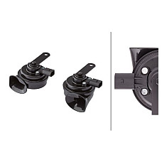 Claxon 400-500Hz 110dB 12V AUDI A1 A1 CITY CARVER A3 A4 ALLROAD B8 A4 ALLROAD B9 A4 B7 A4 B8 A4 B9 A5 A6 ALLROAD VW CADDY (6K9, 9E7, 9E9), Box/MPV, 09.2002 - 12.2009 HELLA 3FH 012 010-021
