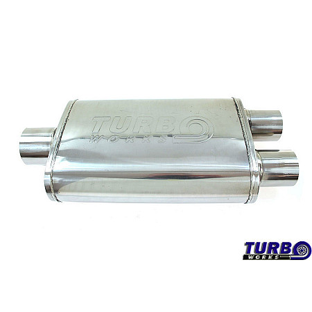 &quot;Toba esapament Tlumik Srodkowy TurboWorks LT-06 Center 25&quot;&quot; Dual 225&quot;&quot;  podwojne wyjscie jedno wejscie 355x230x110mm wejscie 63mm wyjscia 2x 57mm&quot; TURBOWORKS TW-TL-106