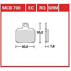 Set placute frana,frana disc Brake pads rear intended use: racing/route material: sinter-SH 545x4923x78mm APRILIA ETV RS RSV SL TUONO BENELLI TNT TORNADO TREK BOMBARDIER TRAXTER 50-1299 1997-2020 TRW AUTOMOTIVE MCB700SH