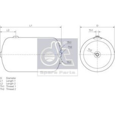 Rezervor aer. sistem compresor Rezervor de aer 25 l sr.276mm-dl.490mm 15 bar se potriveste. RVI se potriveste. VOLVO FH FH12 FH1 VOLVO FL6 (FL6), 09.1985 - 08.2000 DT Spare Parts 2.44341