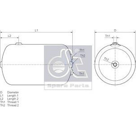 Rezervor aer. sistem compresor Rezervor de aer 25 l sr.276mm-dl.490mm 15 bar se potriveste. RVI se potriveste. VOLVO FH FH12 FH1 VOLVO FL6 (FL6), 09.1985 - 08.2000 DT Spare Parts 2.44341
