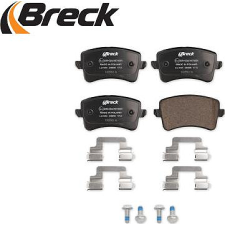 Set placute frana.frana disc Set de frana din ceramica Spate cu suplimente cu surub de ghidare a etrierului de frana cu un AUDI A4 Allroad IV (8KH, B8), Turism, 04.2009 - 05.2016 Breck 24606 00 554 00