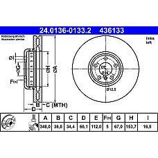 Disc frana BMW X3 (G01), Van, 07.2017 - ATE 24.0136-0133.2