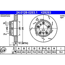 Disc frana PORSCHE 911 (997), Compartiment, 07.2004 - 12.2013 ATE 24.0128-0283.1