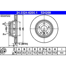 Disc frana franare BMW 1er Limousine Reihe-E81-E87 130 si 04 - BMW 1 (5 door) I (E87), Hatchback, 02.2003 - 01.2013 ATE 24.0324-0200.1