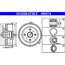 Tambur frana OPEL CORSA C (X01), Hatchback Van, 09.2000 - 12.2012 ATE 24.0220-0738.2