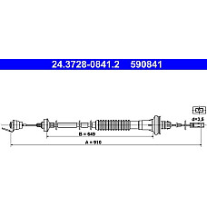 Cablu ambreiaj PEUGEOT 206 (2*8HZ*), Van, 04.1999 - 03.2009 ATE 24.3728-0841.2