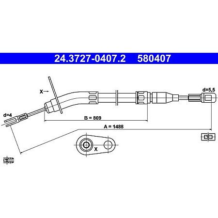 Cablu, frana de parcare MERCEDES-BENZ /8 (W114), Sedan, 01.1968 - 11.1976 ATE 24.3727-0407.2