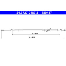 Cablu. frana de parcare Handbrake cable middle 3185mm-2925mm MERCEDES VITO - MIXTO W639 VITO W639 Electric 03.12- MERCEDES-BENZ VITO / MIXTO (W639), Van, 08.2003 - ATE 24.3727-0487.2