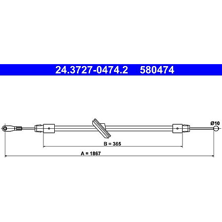 Cablu, frana de parcare MERCEDES-BENZ SPRINTER 3-t (906), Van, 06.2006 - ATE 24.3727-0474.2