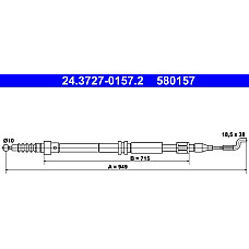 Cablu, frana de parcare VW TRANSPORTER IV (70XD), Cadru de sprijin, 07.1990 - 04.2003 ATE 24.3727-0157.2