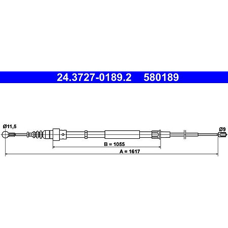 Cablu, frana de parcare AUDI TT (8N9), Roadster, 10.1999 - 06.2006 ATE 24.3727-0189.2