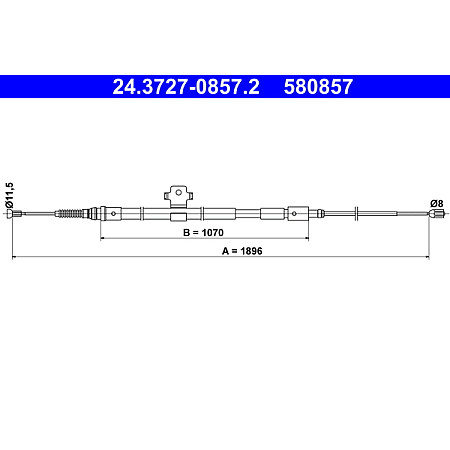 Cablu. frana de parcare Handbrake cable rear R 1896mm PEUGEOT 308 II 1.2-2.0D 09.13-06.21 PEUGEOT 308 SW II (LC_, LJ_, LR_, LX_, L4_), Turism, 03.2014 - ATE 24.3727-0857.2
