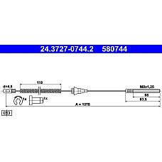 Cablu, frana de parcare VAUXHALL TIGRA Mk I (S93), Compartiment, 07.1994 - 12.2000 ATE 24.3727-0744.2