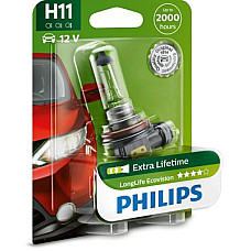 Bec far faza lunga LongLife EcoVision 12362LLECOB1, H11, 12V, 55W, PGJ19-2, 3000K, halogen PHILIPS 12362LLECOB1