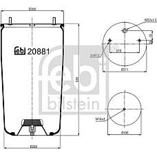 Burduf. suspensie pneumatica Burduf de suspensie de aer fara piston BPW Febi Bilstein 20881