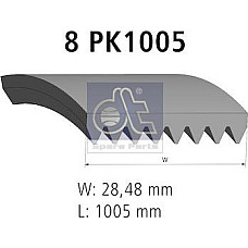 Curea transmisie cu canel Multi-V-curea 8PK1005 VOLVO B12 FH12 FM7 D12A340-TD123ES 01.92- VOLVO B12 (R6), Autobuz, 01.1991 - DT Spare Parts 2.15360