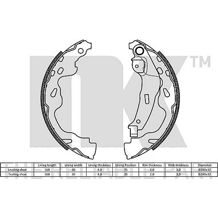 Set saboti frana TOYOTA AYGO I (_B1_), Hatchback, 02.2005 - 05.2014 NK 2745705