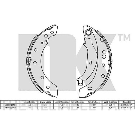 Set saboti frana PEUGEOT 306 (7*KFW), Hatchback Van, 04.1993 - 08.2001 NK 2737736