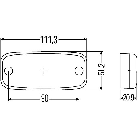 Lumina de delimitare Outline marker lights L-R yellow LED height 21mm width 111mm depth 51mm bolt-horizontal fixing hose length HELLA 2PS 345 600-001