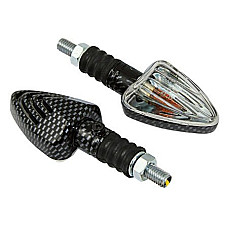 Set lumini semnalizare Directie Carbonifer din sticla transparenta BIKE IT INDARRCBN