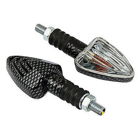 Set lumini semnalizare Directie Carbonifer din sticla transparenta BIKE IT INDARRCBN