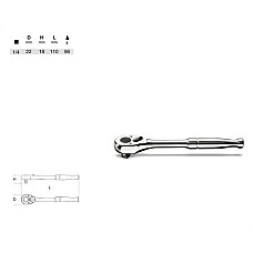 "Cheie cu clichet Miner cu clichet 1/4"" lungime 110 mm" BETA BE900M/55