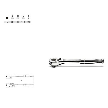 "Cheie cu clichet Miner cu clichet 1/4"" lungime 110 mm" BETA BE900M/55