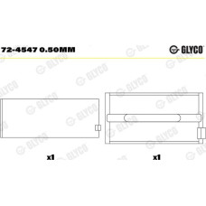 Cuzineti. arbore cotit Rulment cu arbore cotit 0.50 se potriveste. IVECO ZETA FIAT 1000 100-XX 115-XX 130-XX 400 500 55-XX 600 6 FIAT Series 50, Cadru de sprijin, 01.1972 - 12.1976 Glyco 72-4547 0.50mm