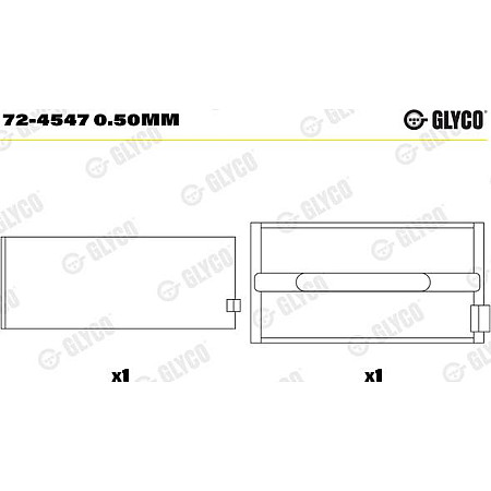 Cuzineti. arbore cotit Rulment cu arbore cotit 0.50 se potriveste. IVECO ZETA FIAT 1000 100-XX 115-XX 130-XX 400 500 55-XX 600 6 FIAT Series 50, Cadru de sprijin, 01.1972 - 12.1976 Glyco 72-4547 0.50mm