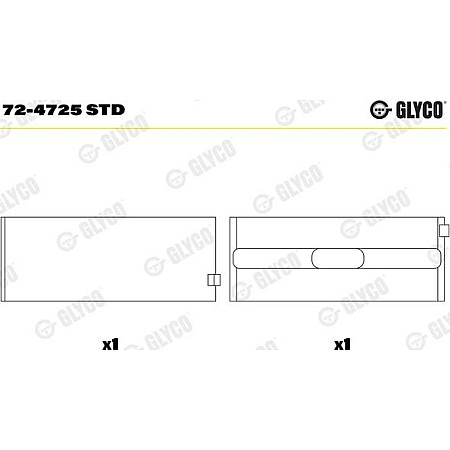 Cuzineti. arbore cotit Rulment cu arbore cotit STD 2 buc. MERCEDES A W176 B SPORTS TOURER W246 W242 C A205 C C204 MERCEDES-BENZ B-CLASS (W246, W242), Hatchback, 10.2011 - 12.2018 Glyco 72-4725 STD