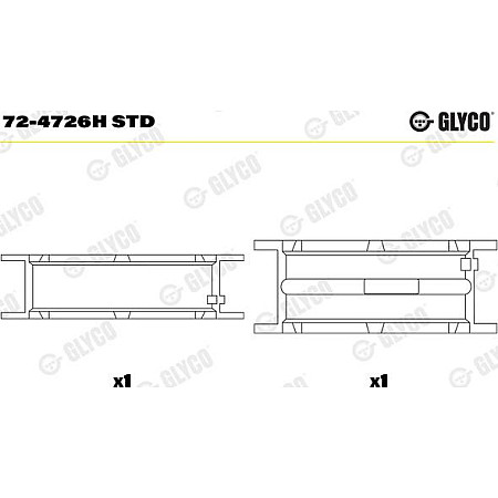 Cuzineti. arbore cotit Rulment cu arbore cotit STD 2 rulmenti cu jumatate de coaja se potriveste. MERCEDES A W176 B SPORTS TOURE MERCEDES-BENZ VITO (W639), Autobuz, 09.2003 - Glyco 72-4726H STD