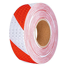 Banda reflectorizanta adeziva tip fagure - ROSU-ALB (rola 4cm x 23m)