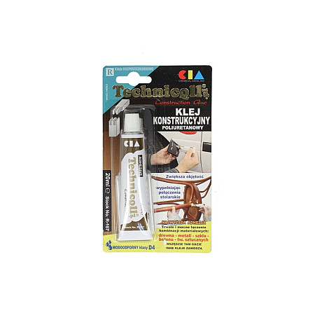 Adeziv universal poliuretan Galben 20ml destinat pentru: beton lemn metal constructii impermeabil putere adeziune TECHNICQLL TE R-167 20ML