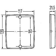 Reflector HELLA rosu efectul de orbire 117x139 dreptunghiulara doua suruburi M6x12 HELLA 8RA003 660-007