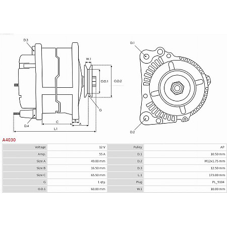 Generator / Alternator FIAT 127 Panorama (127_), Turism, 01.1977 - 12.1986 AS-PL A4030