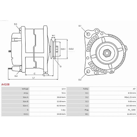 Generator / Alternator FORD SCORPIO I (GAE, GGE), Hatchback, 04.1985 - 09.1994 AS-PL A4108