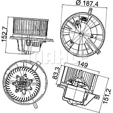 Aeroterma ventilator habitaclu VW TOURAN (1T3), Dubita, 05.2010 - 05.2015 MAHLE AB 148 000P