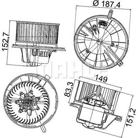 Aeroterma ventilator habitaclu VW TOURAN (1T3), Dubita, 05.2010 - 05.2015 MAHLE AB 148 000P