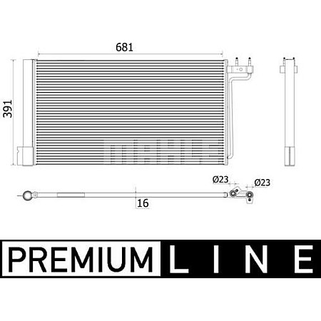 Condensator. climatizare A-C condenser with dryer FORD C-MAX II FOCUS III GRAND C-MAX 1.6-Electric 07.10- FORD FOCUS III (DYB), Sedan, 07.2010 - MAHLE AC 941 000P