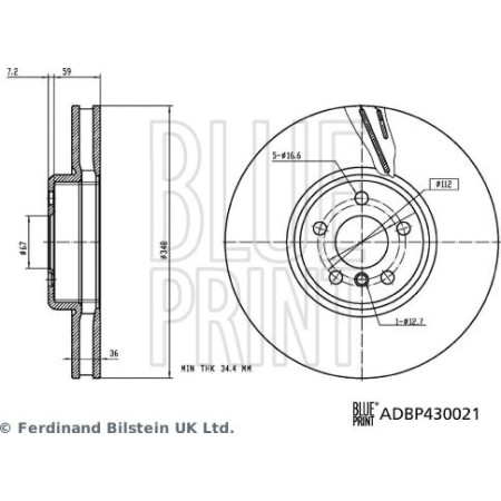 Disc frana BMW X7 (G07), Crossover, 03.2019 - Blue Print ADBP430021