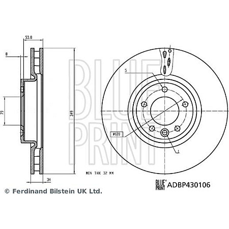 Disc frana LAND ROVER DISCOVERY V (L462), Crossover, 09.2016 - Blue Print ADBP430106