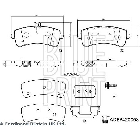 Set placute frana MERCEDES-BENZ AMG GT (C190), Compartiment, 10.2014 - Blue Print ADBP420068