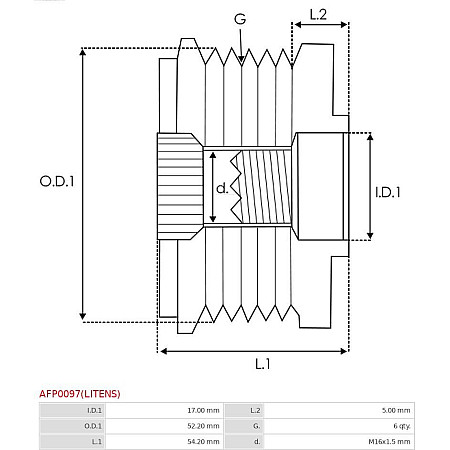 Fulie, alternator SEAT LEON (5F1), Hatchback Van, 09.2012 - AS-PL AFP0097(LITENS)
