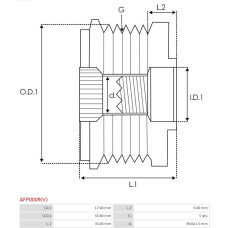 Fulie, alternator AUDI A6 II (4B2, C5), Sedan, 01.1997 - 08.2005 AS-PL AFP0009(V)