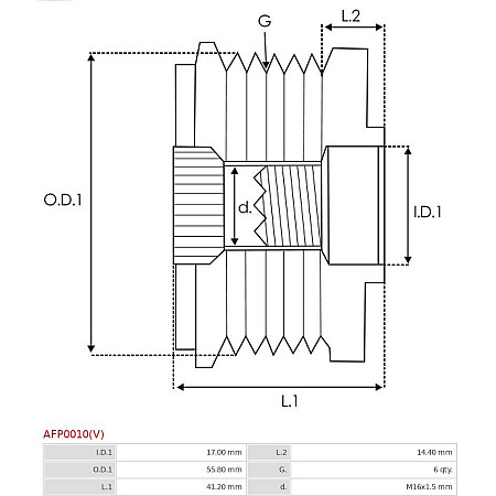 Fulie, alternator VW JETTA III (1K2), Sedan, 09.2004 - 10.2010 AS-PL AFP0010(V)