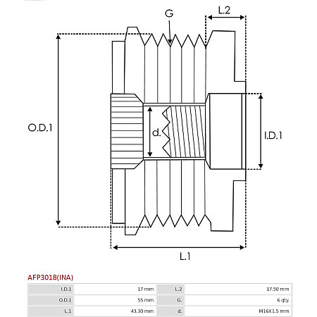 Fulie, alternator RENAULT TWINGO II (CN0_), Hatchback, 03.2007 - AS-PL AFP3018(INA)