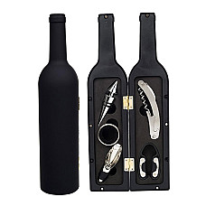 Set Cadou "Accesorii Vin in forma de Sticla, 6in1" culoare Neagra